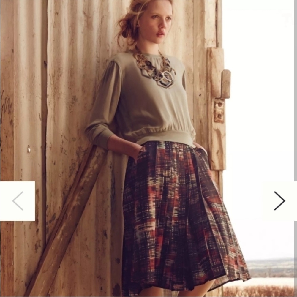 Anthropologie Multicolor A-Line Pleated Skirt